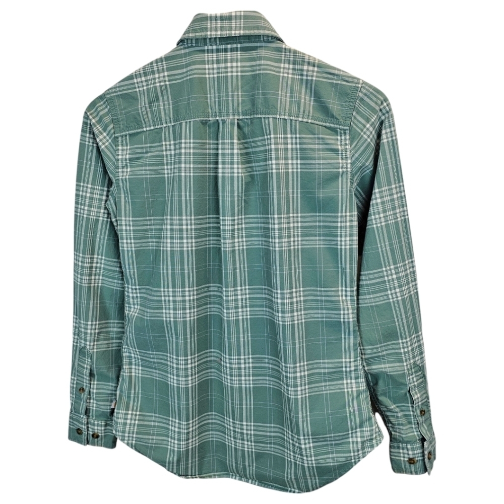 Carhartt Women's Rugged Flex Slightly Fitted Long Sleeve Plaid Shirt Sz XS Green - Picture 5 of 14